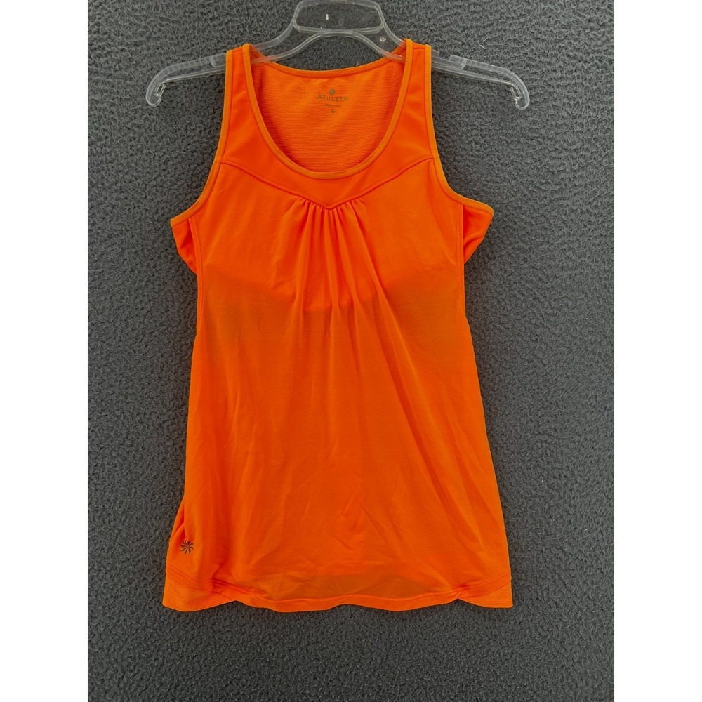 Athleta‎ Womens Orange Performance Workout Yoga Built In Bra Tank Top Size Small